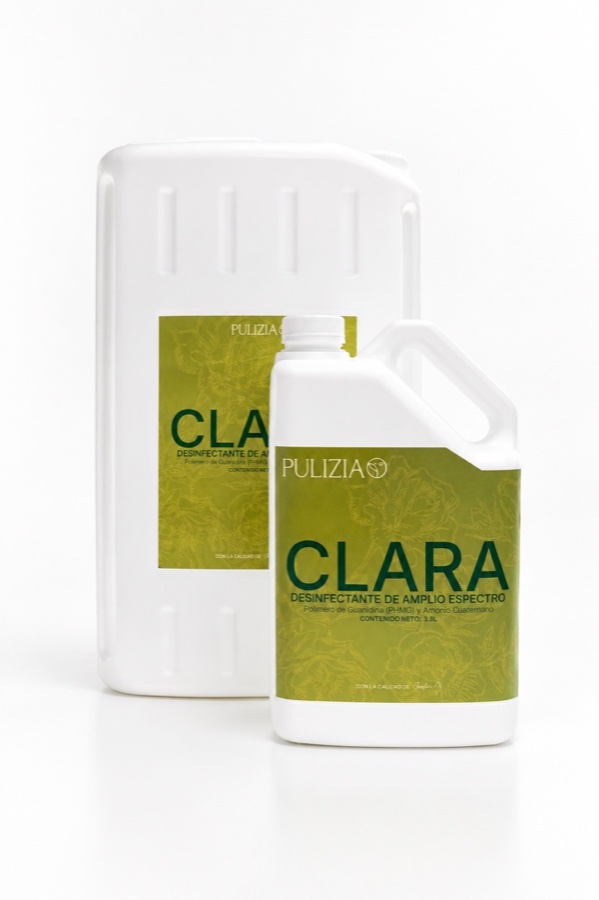 CLARA — Desinfectante de amplio espectro Pulizia, presentación galón y caneca