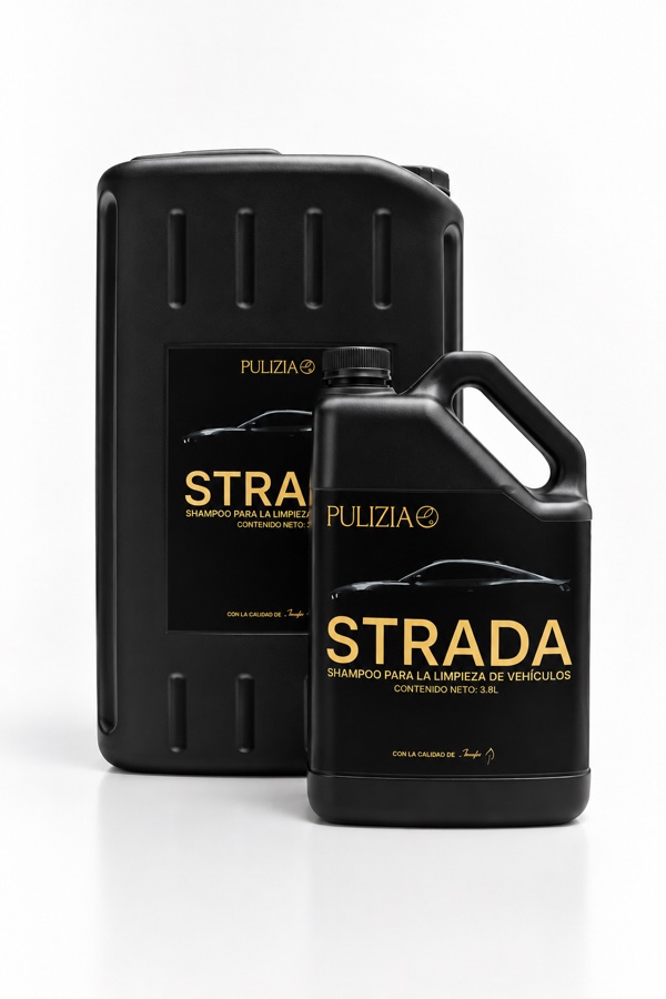 STRADA — Shampoo para la limpieza de vehículos Pulizia, presentación galón y caneca